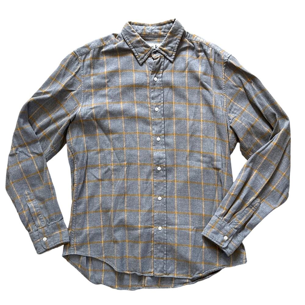 Frank & Eileen Finbar Men's Flannel Shirt in Gray & Orange Plaid Size Small